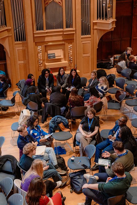 The audience seen from above during a plenary session