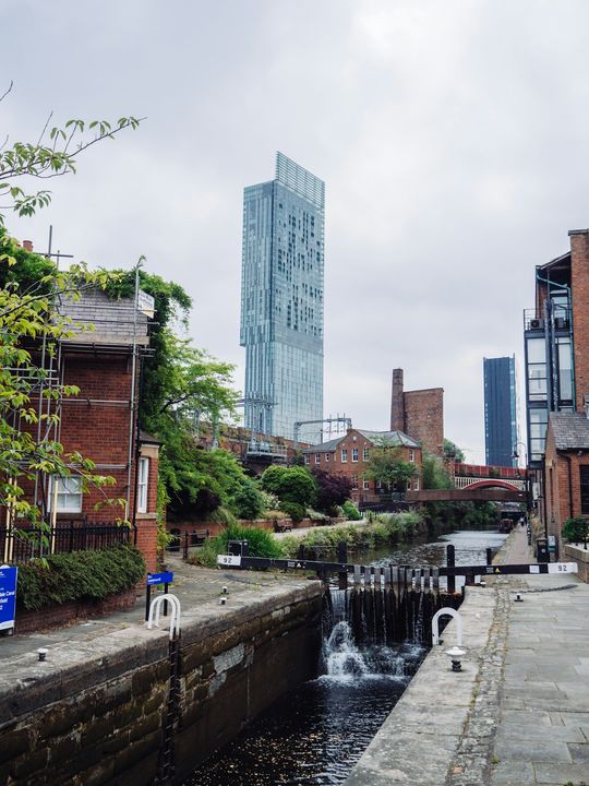 A fountain in a Manchester square